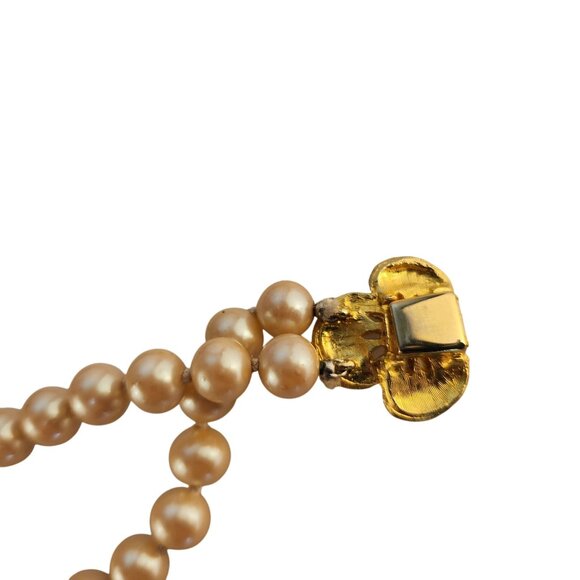 Vintage Simulated Duchess Pearls Pearl Necklace H&S Originals With Ornate Gold T - Picture 10 of 12